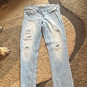 Hollister Light Blue Distressed Straight Leg Jeans